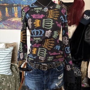 Arizona Jean Company Y2K Mall Goth Waffle Knit Long Sleeve with Thumb Holes
